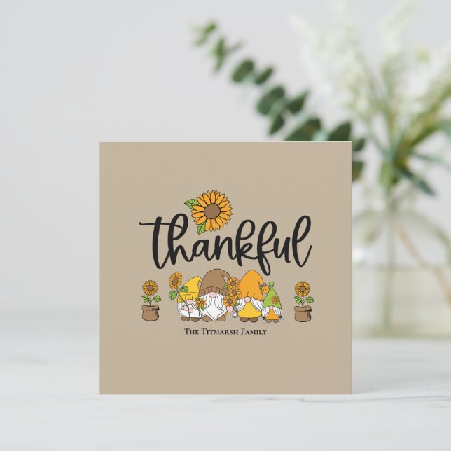 Thankful little sunflower gnome family (Standing Front)