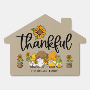 Thankful little sunflower gnome family sign