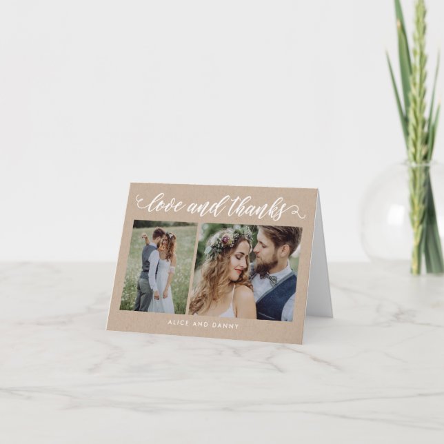 Thankful Love Wedding Thank You Card Kraft (Front)