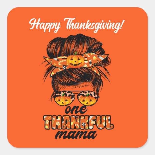 Thankful Mama Autumn Customize Square Sticker (Front)