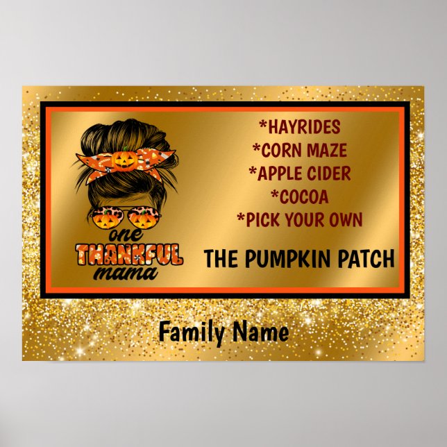 Thankful Mama Autumn Customize Text and Color Poster (Front)
