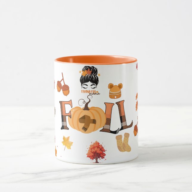Thankful Mama Fall Mug – Cozy Autumn Pumpkin & Lea (Center)