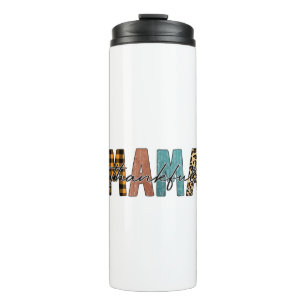 Thankful Mama Fall Typography Thermal Tumbler