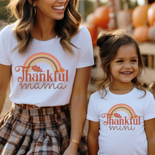 Thankful Mama Orange Rainbow Mommy and Me Matching T-Shirt