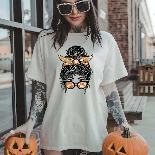 Thankful Mama,Thankgiving Mom Bun Tri-Blend Shirt (Thanksgiving mom, fall fashion, festive bun, Thanksgiving outfit, fall season, autumn leaves)