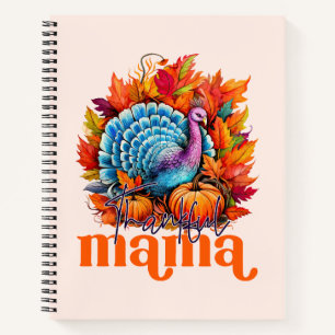Thankful Mama Turkey and Autumn Leaves Foliage Notebook