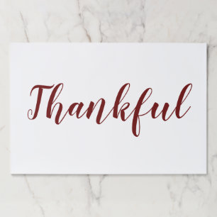 Thankful maroon script thanksgiving placemats