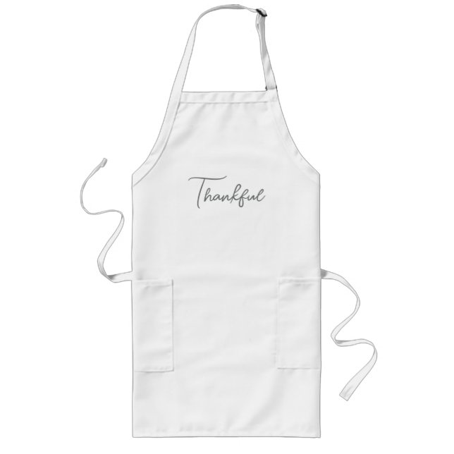 Thankful Minimalist Script Fall Thanksgiving  Long Apron (Front)