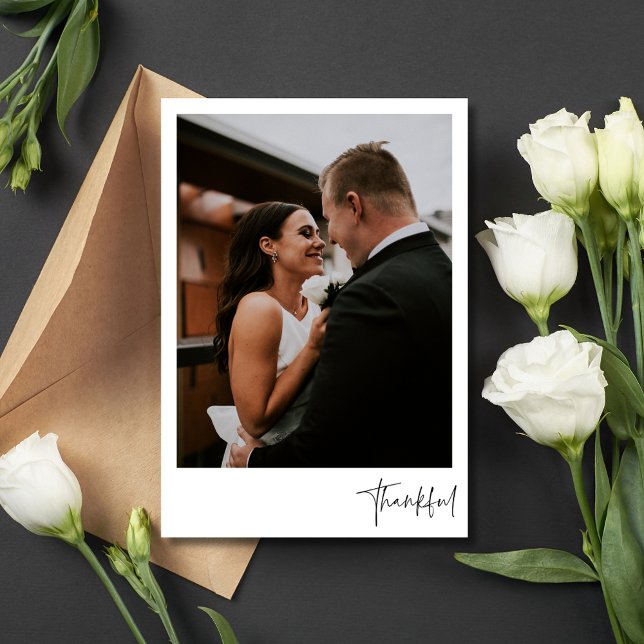 Thankful Modern Photo Wedding Thank You Card (Thankful Modern Photo Wedding Thank You)