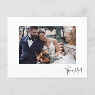 Thankful Modern Photo Wedding Thank You Postcard