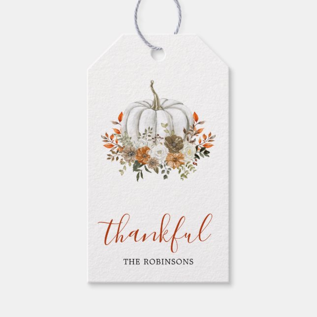Thankful Modern Thanksgiving Gift Tag  (Front)