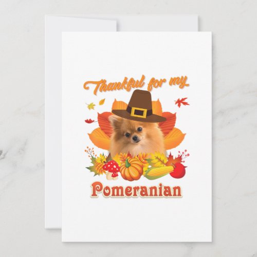 Thankful My Pomeranian Dog Thanksgiving Im Pumpki Holiday Card