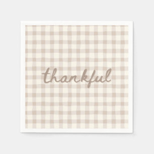 Thankful Neutral Tan Gingham  Napkins