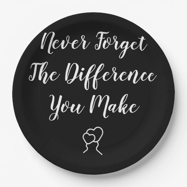 Thankful - Never Forget The Difference You Make Paper Plates (Front)