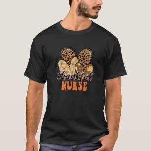Thankful Nurse Cheetah Heart Nurse Life Fall Thank T-Shirt