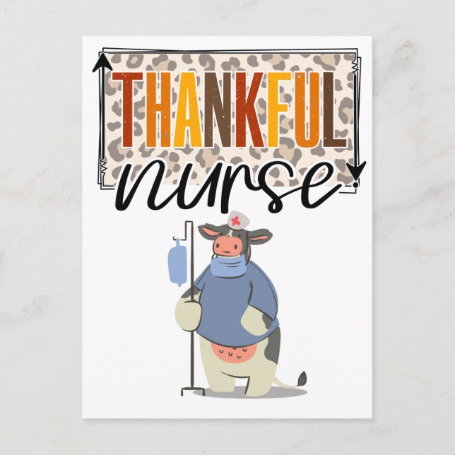Thankful Nurse for thanksgiving cute cow nurse  Postcard (Front)