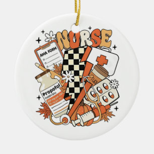 Thankful Nurse Life Turkey Cute Thanksgiving Nurse Ceramic Ornament