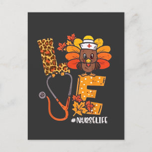 Thankful Nurse Life Turkey Cute Thanksgiving Nurse Invitation Postcard