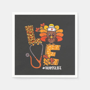 Thankful Nurse Life Turkey Cute Thanksgiving Nurse Napkins