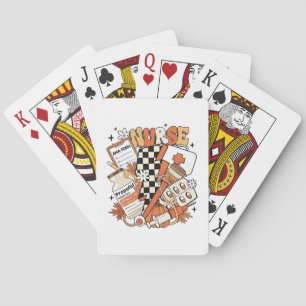 Thankful Nurse Life Turkey Cute Thanksgiving Nurse Poker Cards