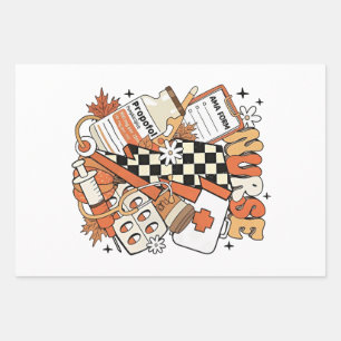 Thankful Nurse Life Turkey Cute Thanksgiving Nurse Wrapping Paper Sheets