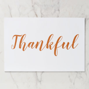 Thankful orange script thanksgiving placemats