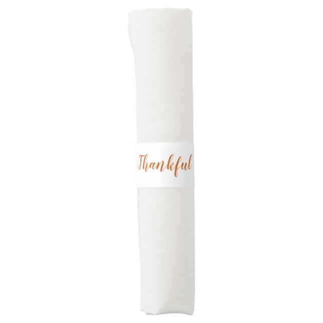 Thankful orange spice script cute thanksgiving napkin bands (Front)