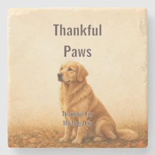 Thankful Paws Thankful For My Dog Day Stone Coaster
