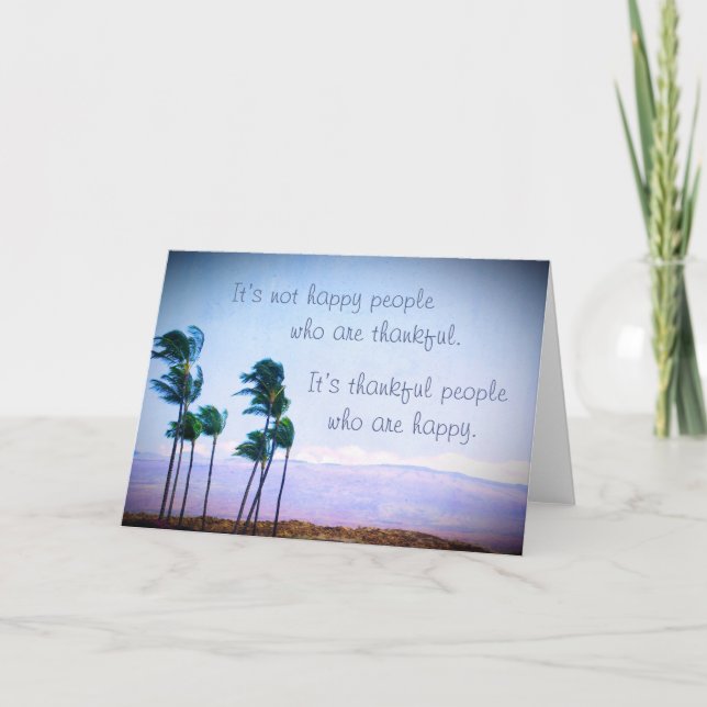  Thankful People Tropical Hawaii Palm Trees Photo  Thank You Card (Front)