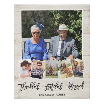 Thankful  Personalized 6 Photo Family Collage  Faux Canvas Print by FancyShmancyPrints at Zazzle