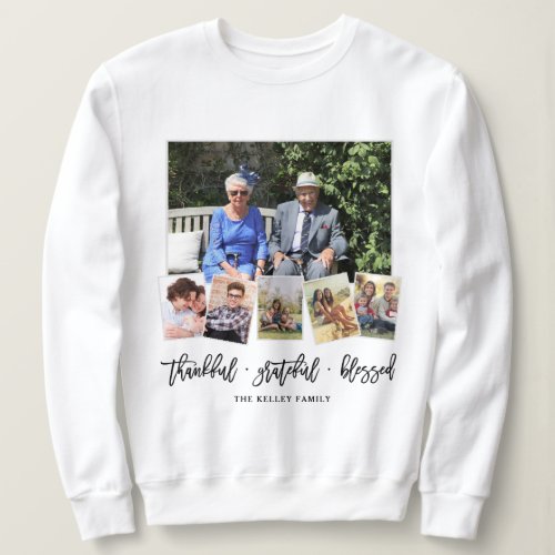 Thankful Personalized 6 Photo Family Collage Sweatshirt