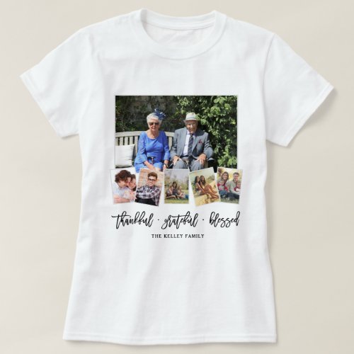 Thankful Personalized 6 Photo Family Collage T_Shirt