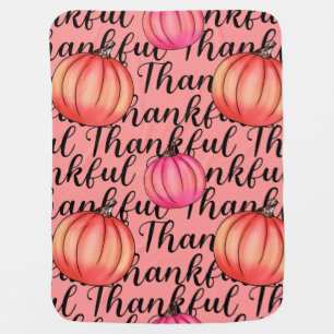 Thankful Pink Pumpkin -Elegant Fall & Thanksgiving Baby Blanket