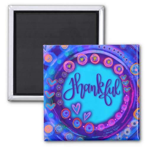 Thankful Pretty Hearts Colorful Inspirivity Magnet