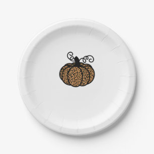 Thankful Printed Leopard Pumpkin for Thanksgiving  Paper Plates