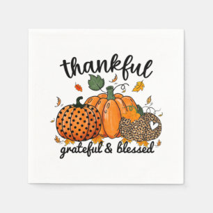 Thankful Pumpkin Grateful And Blessed Napkins