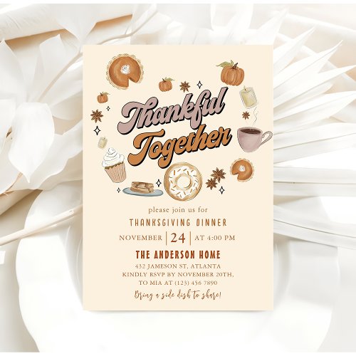 Thankful Pumpkin Pie Thanksgiving Dinner Invitation