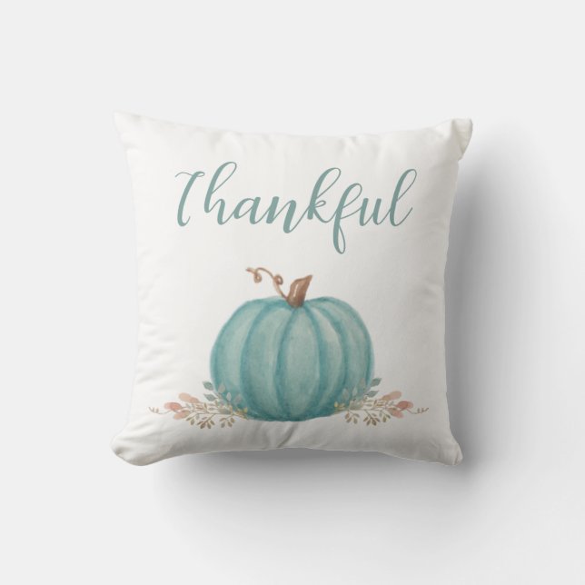 Thankful Pumpkin Throw Pillow (Front)