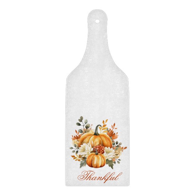Thankful Pumpkins & Flowers Fall Cutting Board (Front)