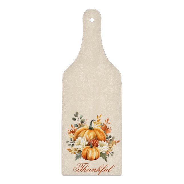 Thankful Pumpkins & Flowers Fall Cutting Board (Front)
