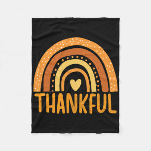 Thankful Rainbow Thanksgiving Fall Season Autumn Fleece Blanket