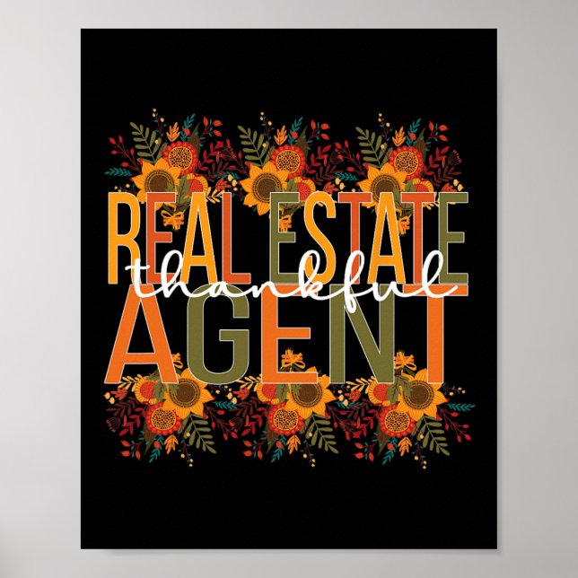 Thankful Real Estate Agent Thanksgiving  Poster (Front)