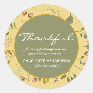 Thankful Real Estate Client Appreciation Classic Round Sticker