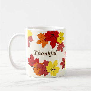 Thankful Red Orange Yellow Fall Maple Tree Leaves Coffee Mug