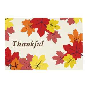 Thankful Red Orange Yellow Maple Tree Leaves Placemat