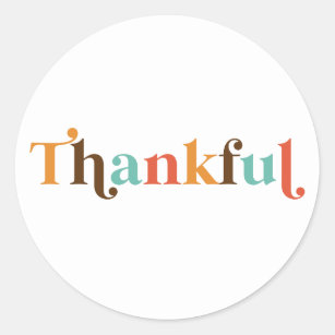Thankful Retro Font Thanksgiving Classic Round Sticker
