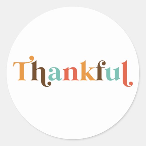 Thankful Retro Font Thanksgiving Classic Round Sticker