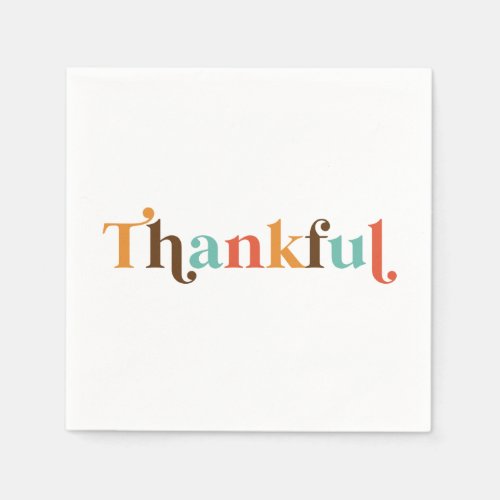 Thankful Retro Font Thanksgiving Napkins