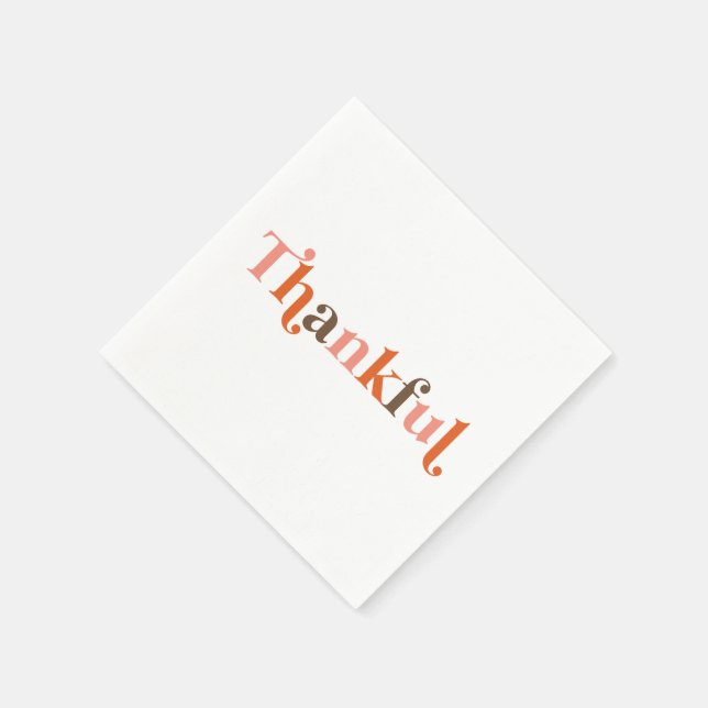 Thankful Retro Font Thanksgiving Napkins (Corner)