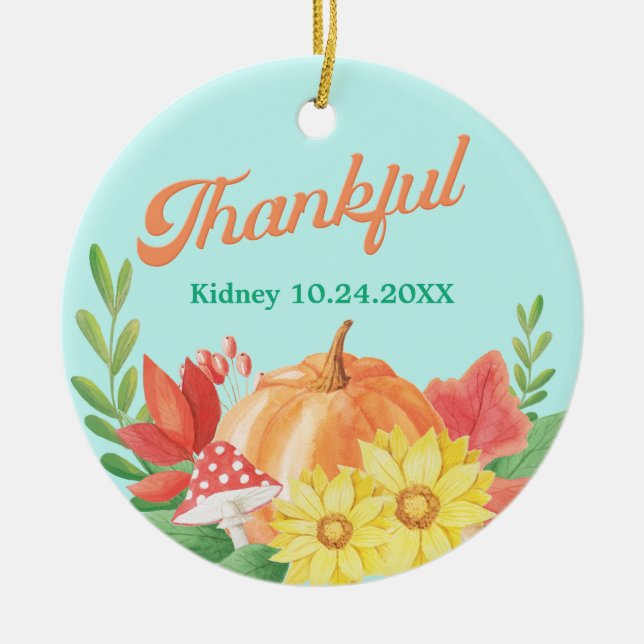 Thankful Retro Vibes Transplant Custom Ceramic Ornament (Front)